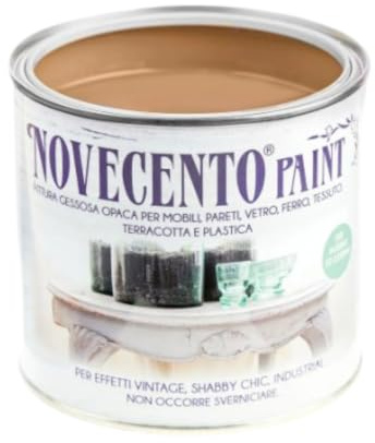 Gualtiero Meazza Pittura Gessosa Shabby Chic Opaca per Mobili Pareti Vetro Tessuto 900 Novecento Paint (Tabacco, 500 ml)
