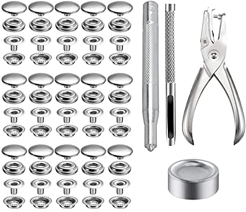 200pcs Snap Fastener Kit, BetterJonny 15mm Heavy Duty Canvas Snap Button Stainless Steel Press Stud Cap with 3 Setting Tools for Boat Bag Leather DIY Craft