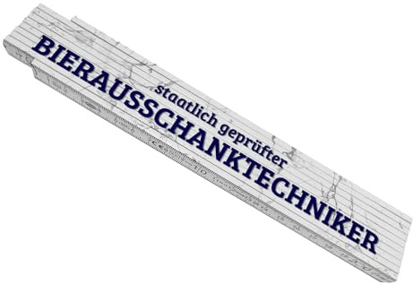 Bierausschanktechniker Meterstab aus Holz mit Marmorhintergrund Maßstab Spruch Metermaß Gliedermaßstab bedruckt lustig weiß cool zum Richtfest stabil praktisch Meterstäbe mit