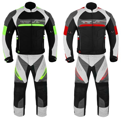PROFIRST Men’s Motorcycle Riding Suit Waterproof Armored Jacket & Pants Set All Weather Protective Biker Gear Red Medium