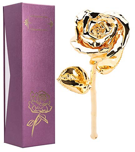 24 Karat Rose Blume für sie, getauchte Goldrose Ewigkeitsliebe vergoldet konserviert ewiges Blumengeschenk für Ehefrau/Freundin/Mütter