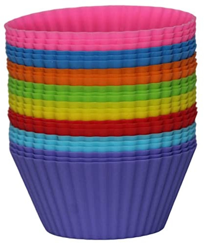 EKKJNQ 24-teilige Kuchenbackbox Muffinform, 8 Farben Wiederverwendbare Muffinbox aus hochwertigem Silikon
