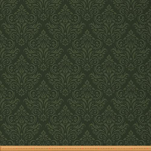 Homewish Möbelstoff Europäisches Muster Blumenstoff Meterware Barock Stil Antik Ornament Dekostoff für Zuhause DIY Projekte Draussen Stoff Grün 92 x 150 (HxB)