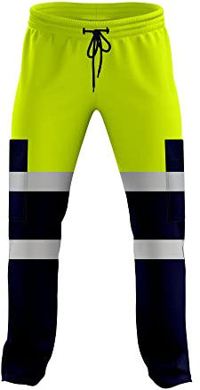 trending babz Mens High Visibility Hi Vis 2Tone Jogging Trousers Bottoms Reflective Tape Cuffed Workwear Joggers