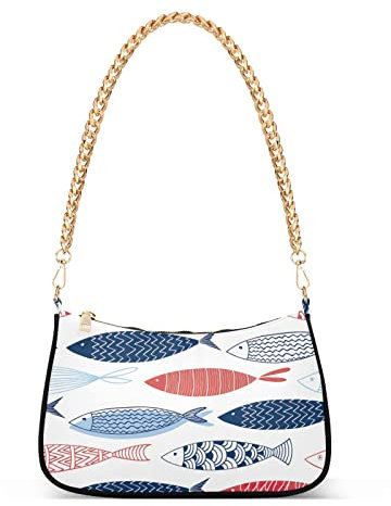 Fisch-Handtaschen für Damen, Kette, Schultertasche, Damen, Tragetasche, Kettentasche mit Reißverschluss, fisch, Einheitsgröße