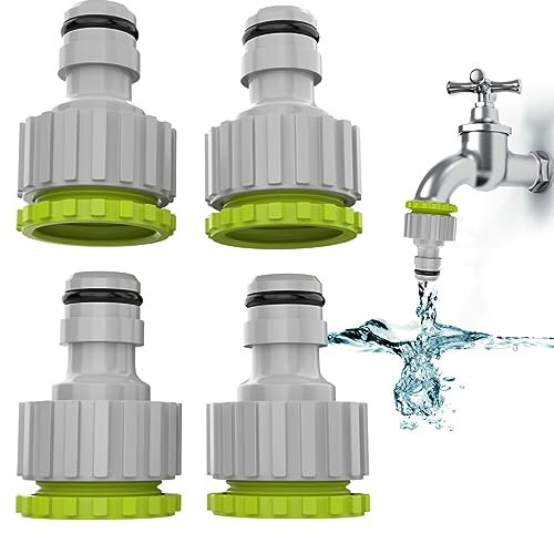 Raccordo per rubinetto, 4 pezzi, 1/2 pollici, 3/4 pollici, BSP 2 in 1, connettore per rubinetto, adattatore per rubinetto, in plastica, tubo da giardino filettato, adattatore per rubinetto