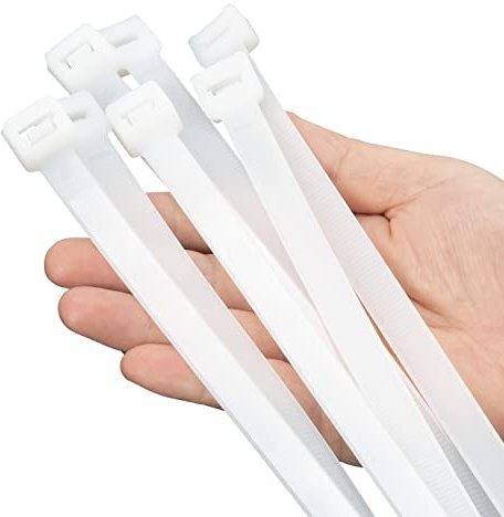 XINGO White Cable Ties Heavy Duty 100 PCS, 300mm x 12mm Long with 114KGS Ultra Strong Tensile Strength, Large UV Resistant Cable Ties Extra Long Tie Wraps for Outdoor Use