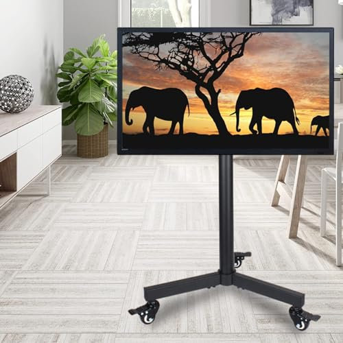 THEGA Schwenkbare Neigbare Höhenverstellbare Halterung - Höhenverstellbarer, Beweglicher, Tragbarer TV-Ständer, Für 14-32 Zoll Fernseher,Der TV-Ständer Mit Rollbarem Boden Trägt Bis Zu 30 Kg