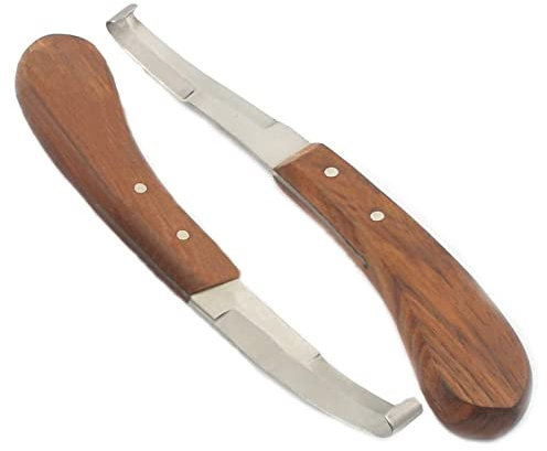 Hufmesser für Ziegen, Hufschneider für Rinder, Hufmesser-Set, Schärfer für Rechts- und Linkshänder, Doppelschneide, Kurze Klinge aus fleckenfreiem Stahl für geschnittene Hufe von Pferden, Eseln, Küh
