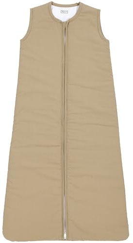 Meyco Baby Uni Schlafsack, gefütterter Babyschlafsack (Schlummersack aus 100% weicher, gewebter Baumwolle, extra Langer Reißverschluss, hautfreundlich, sichere Passform, Größe: 110 cm), Taupe