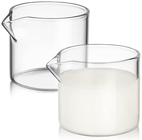 Ciieeo Small Milk Jug Glass Cups 4Oz Mini Milk Pitchers for Coffee Cream Sauce Clear Glass Containers Ideal for Home Cafe Use Set of 2