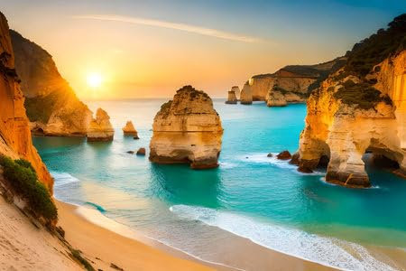 adrium Acryl-Bild 60 x 40 cm: Ponta da Piedade Strand bei Sonnenuntergang, Lagos, Portugal (205288186)