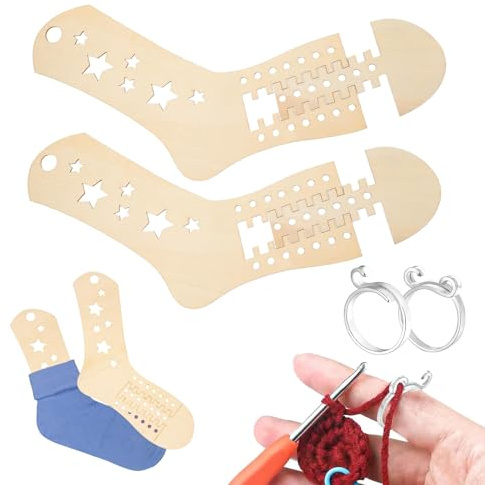 4 Piezas Sock Blockers Bloqueador de Calcetín de Tejer Bloqueadores de Calcetines, Sock Ruler Bloqueador Tejido Regla Para Calcetines Para Hacer Punto y Ganchillo, Anillo de Ganchillo Ajustable