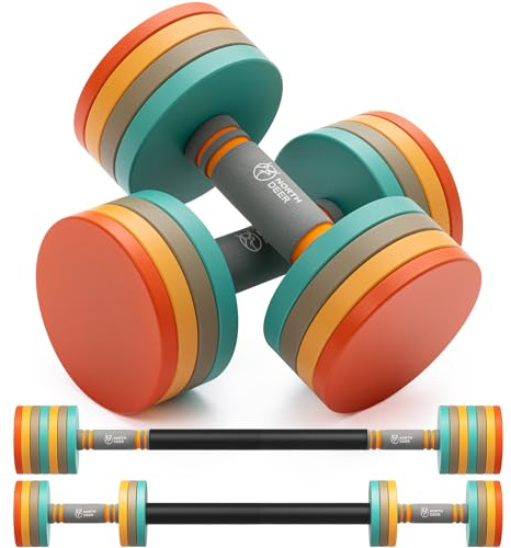 Northdeer 2in1 Set Stahl Verstellbare Kurzhanteln Langhanteln 10kg 2er Set | Ultrakompakte Gewichte 2,5kg 3kg 5kg 5,5kg 7,5kg 8kg 10kg mit Verbindungsstange für Fitness Training Gym Zuhause