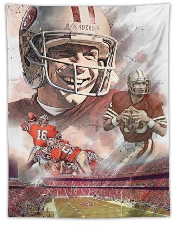 TINCHEW Poster American Football Quarterbacks Joe Montana, Wandkunst, Bild, Gemälde, Tapisserie, Druck, Wandteppich, Kunstwerke, Schlafzimmer, Wohnzimmer, Dekoration, 76,2 x 101,6 cm, 6 Stück