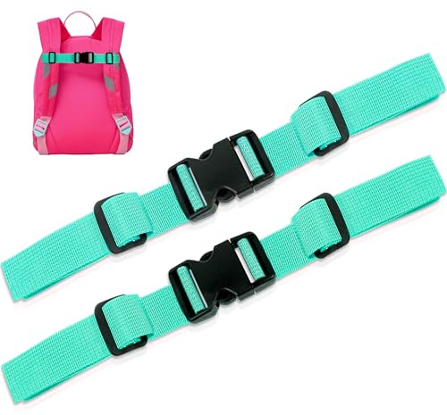 Moorle Cintura toracica regolabile, 2 cinghie per zaino in nylon con chiusura rapida, cinghia antiscivolo per borsa per la scuola, verde chiaro, resistente, per jogging, escursionismo, esterno
