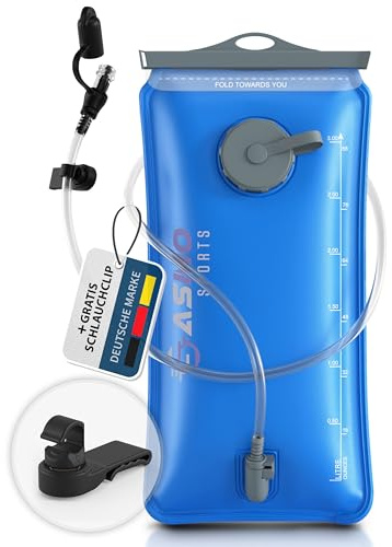SASMO® - Poche à eau de 2 l et poche à eau de 3 l avec 2 ouvertures - Poche à eau de 2 l renforcée en matériau résistant à la déchirure - Sac d'hydratation pour sac à dos avec tuyau - Ultra léger -