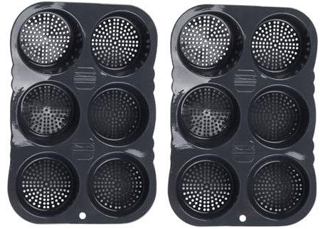 HUAOSN 2 Piezas Molde Para Pan De Hamburguesa, Molde Grande Para Hornear De 6 Tazas Para Panes De Hamburguesa Caseros, Molde Plegable De Silicona Para Hornear Pan Para Cocina