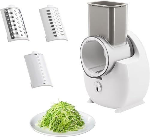 LiveGo Rallador eléctrico para bloques de queso, viene con una máquina de ensalada desmontable, apto para verduras, quesos y nueces para uso doméstico en la cocina, carga USB