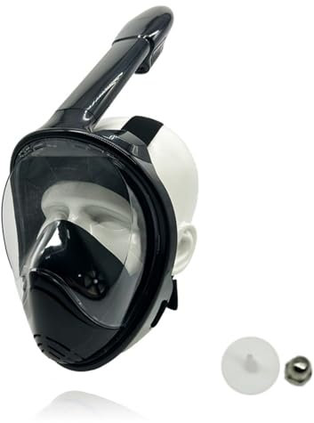 Vollgesichts-Schnorchelmaske, Schnorchelbrille mit Panorama-Weitsicht, Anti-Beschlag- und Anti-Leck-Tauchmaske mit Netztasche, Schwimm-Schnorchelbrille für Erwachsene black,L/XL