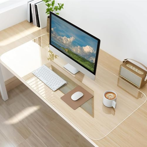 Phoraego Schreibtischunterlage, transparente Schreibtischunterlage aus PVC, runde Kanten, wasserdichte rutschfeste Tischmatte, Schutzmatte für Büro und Zuhause (80 * 40cm)