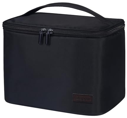 Gloppie Bolsa Termica Porta Alimentos Nevera Portatil Impermeable Bolsa Comida Trabajo Lonchera Aislada para Hombres Mujeres Adultos, Negro 7.5L