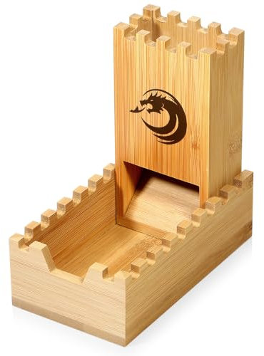 DNDND Torre di dadi pieghevole in bambù, torre per dungeons and dragons, giochi da tavolo e giochi di ruolo (teschio)