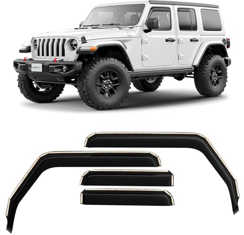 CLIM ART Windabweiser für/kompatible mit Jeep Wrangler 18-26 - Kanal 4 St. | Regenabweiser Autofenster Regenschutz Jeep Wrangler IV JL – bruchsicher Polycarbonat, kratzt nicht, wetterfest, frischluft