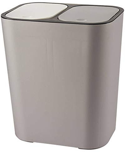 TORR Contenedor de Basura RectáNgulo BotóN de PláStico Compartimento Doble Reciclaje de 12 Litros Contenedor de Basura Contenedor de Basura - Gris