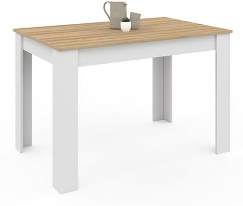 IDMarket - Tavolo da pranzo rettangolare ROZY 6 Persone bianco piano in legno di faggio 110 cm