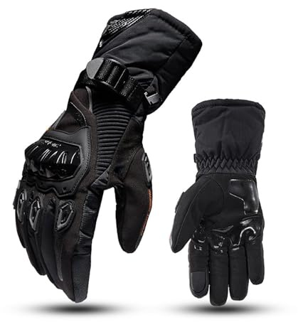 Ordaba Motorradhandschuhe, 2024 Winddicht und Wasserdicht Winter Anti-Fall Verdickung Motorradhandschuhe Motorrad Winterhandschuhe für Männer Frauen (Schwarz, S)