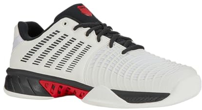 K-Swiss Herren Express Light 3 Carpet Tennis Shoe, Bright White/Stretch Limo/High Risk Red, 42.5 EU