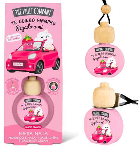 The Fruit Company Ambientador Coche FRESA NATA Absorbe Olores Para Rejilla o Colgante 0% Alcohol Con Extractos Naturales