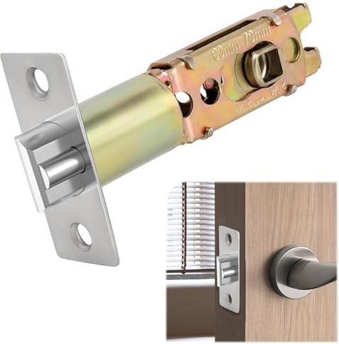 Tubular Mortice Latch 60-70mm Adjustable Door Latch Tubular for Internal Door Fireproof Brass Interior Lever Doors Handle Latches Radius Spring Latches
