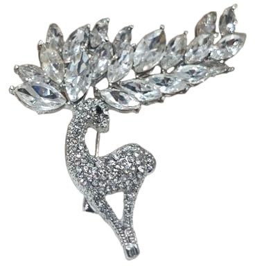 GIMIRO Bienen Brosche Tiernadeln Imitiert Diamant Strass Clippers für Mantel, Blazer, Kleid, Hochzeit, Party, Mode-Accessoires, Dressingmatch (Silver Deer)