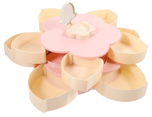 Cabilock 1stück Double-layer Snack Box Mit Fächern Blumendesign Süßigkeiten Und Trockenfrüchte-organizer Für Partys Zuhause Und Büro Mit Handyhalterung Farbe