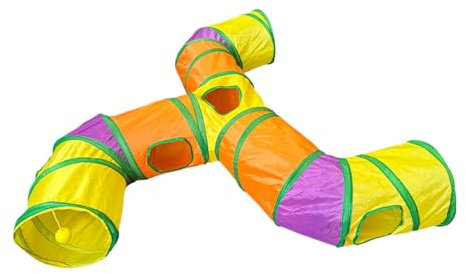 Katzentunnel für drinnen und draußen, faltbar, interaktiv, Crinkle Cat Rainbow, 3-Wege-Katzentunnel, mit Peek Hole, Fun Pet Tunnel für Katzen, Kaninchen und Puppies, ideal für Bored Pets
