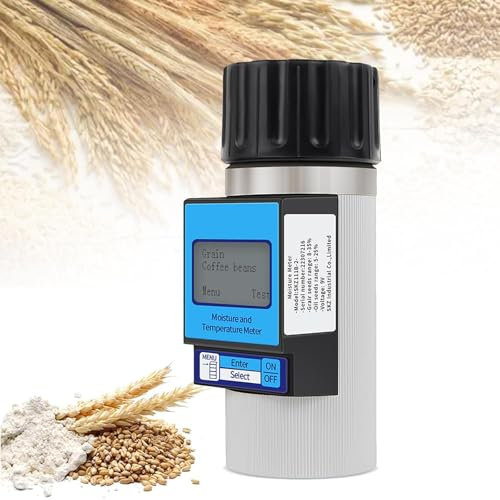 MTTXY Misuratore Digitale di umidità per Cereali, Tester di umidità Intelligente con Display Digitale Retroilluminato, Visualizzazione Automatica di Grani, Temperatura e Calcolo Medio per 37 varietà
