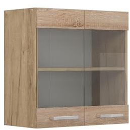 Vicco Küchenglasschrank R-Line, Sonoma, 60 cm | 2 Türen · 1 Einlegeboden · Tiefe – 31 cm · ✓ Frei kombinierbar · ✓ Alles im Blick
