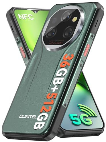 OUKITEL WP39PRO Rugged Smartphone 5G (2025), 36GB RAM+512GB ROM, 11000mAh(33W) Battery Mobile Phones, 6.6 FHD+ Rugged Phone, 5G Dual SIM Android 14 Phone Unlocked, Dimensity 6300/NFC/GPS/OTG, Green