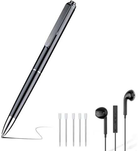 Penna Registratore Vocale 32GB HD - Mini Registratore Portatile Ricaricabile per Conferenze, Riunioni, Interviste & Concerti - Attivazione Vocale & Riproduzione MP3