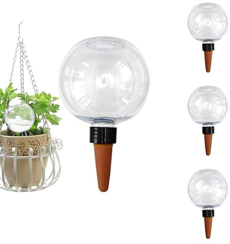 Glenmi Lot de 4 Boules d'arrosage en Terre Cuite - Dispositifs d'auto-Irrigation Transparents de Grande capacité de 500 ML for Plantes en Pot en Vacances ou à l'intérieur