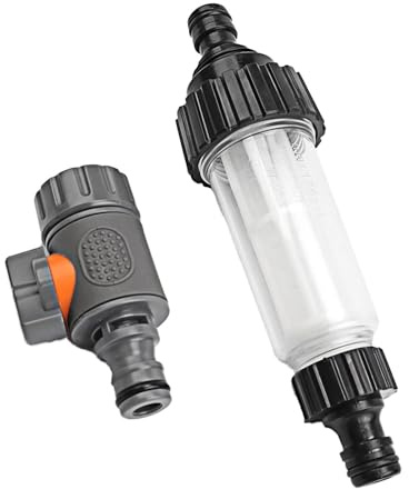 txuzong Wasserfilter 3/4 Zoll für Wohnmobil & Garten - Inkl. 2 Schlauchverbinder - Kompatibel mit Hochdruckreiniger, Gartenpumpe, Wohnwagen, Caravan & Bewässerungssystem - Aktivkohlefilter mit Feinfil