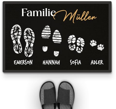 Geschenke Mall Personalisierte Fußmatte Die Familie, Fussmatte Mit Namen, Fussmattes Personalisiert Familie, Fußmatte Selbst Gestalten, Fussmatte Familie personalisiert (@4 Mitglieder)