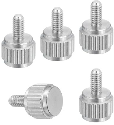sourcing map 5 Stück M2,5 x 5 mm Messschieberschrauben, Edelstahl, Flachkopf-Rändelschrauben, metrisch, gerändelt, Rundkopfschrauben, Griffknöpfe, handfeste Gewindebefestigungen für Messwerkzeug