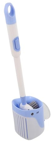 Veemoon Escobilla de Baño de Silicona con Dispensador Recargable Cepillo con Ventosa para Limpieza Efectiva de Inodoro Accesorios Duraderos para Higiene WC Azul Océano