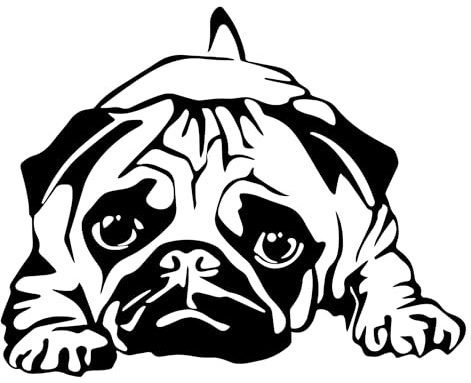 Mops Autoaufkleber, Reflektierend Wasserdicht PVC, Schwarz, Lustige Haustier Hund Aufkleber für Autos Laptops Kühlschränke Möbel Dekoration ((15cm/5.91inch))