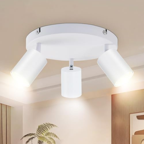 Seruno X 3-Flammig LED Deckenstrahler Rund Schwenkbar & Drehbar - GU10 Spots - Weiß Matt für Küche, Wohnzimmer, Schlafzimmer - Moderne Deckenspots ohne Leuchtmittel