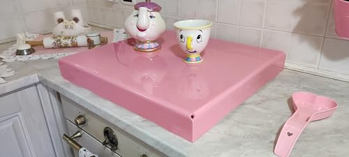 Coprifornelli in Plexiglass Trasparente o Colorato | Copertura Piano Cottura | Protezione su Misura – Versione Classica (Rosa, Fascia 1 – fino a 53 cm di lunghezza)