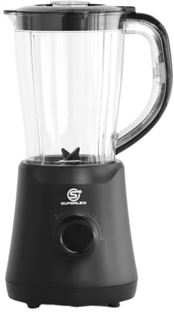SUPERLEX Blender Smoothie Maker 500W Food Blender with 1.5L Glass Jug 2 Speed Plus Pulse Ice Crush Smoothie Milkshake Maker Mixer Grinder Easy Clean Dishwasher Safe Jug Blender for Kitchen Black